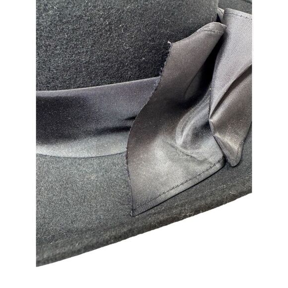 Vintage Bollman Hat Co. black doeskin felt wide brim wool hat with gathered ribb - Picture 8 of 13